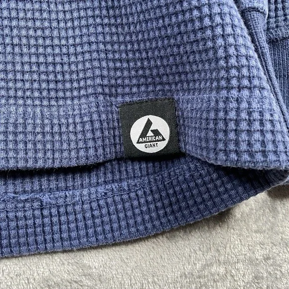 American Giant Shirt Mens Size M Blue Thermal Waffle Long Sleeve Made In USA - Picture 3 of 15